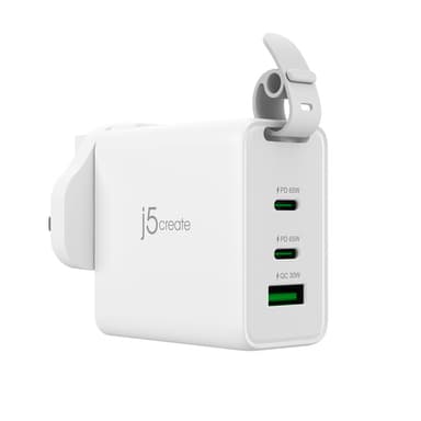 j5create 65W GaN USB-C 3-Port Traveler Charger with changeable AC plugs and USB-C cable view 4