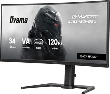 iiyama GCB3482WQSU-B1 computer monitor 86.4 cm (34") 3440 x 1440 pixels UltraWide Quad HD LED Black view 3