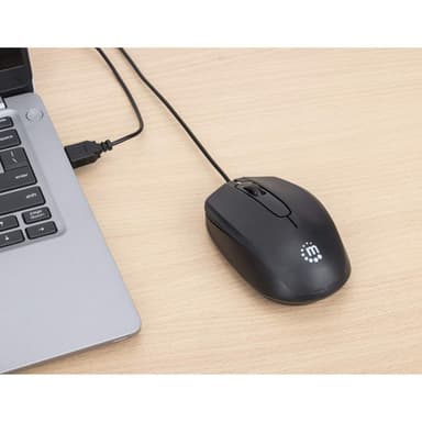 Manhattan Comfort II USB Wired Mouse, Black, 1000dpi, USB-A, Optical, Ambidextrous, Portable/Compact, Three Button with Scroll Wheel, Three Year Warranty view 7