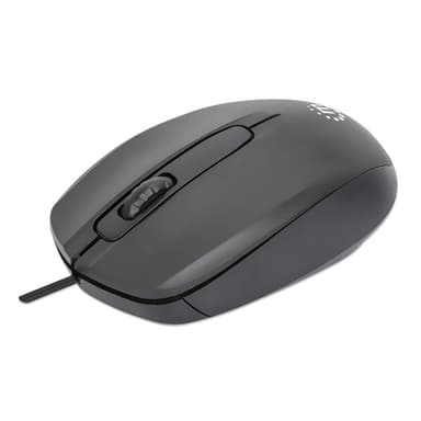 Manhattan Comfort II USB Wired Mouse, Black, 1000dpi, USB-A, Optical, Ambidextrous, Portable/Compact, Three Button with Scroll Wheel, Three Year Warranty view 1