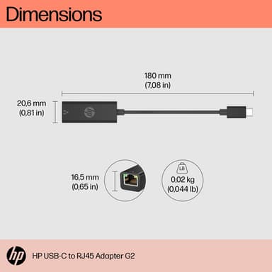 HP USB-C to RJ45 Adapter G2 view 7