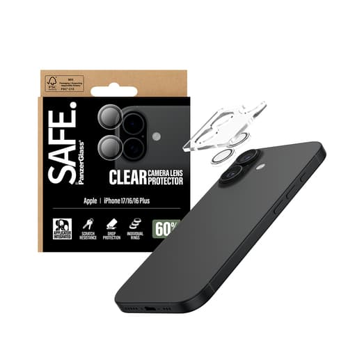PanzerGlass SAFE. by ® Camera Lens Protector Transparent iPhone 17 | iPhone 16 | 16 Plus Clear screen protector Apple 1 pc(s)