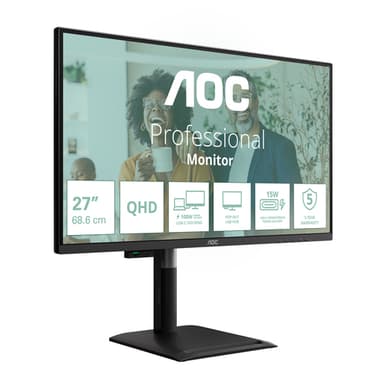 AOC Q27P4CV computer monitor 68.6 cm (27") 2560 x 1440 pixels Quad HD LED Black view 2