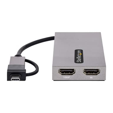 StarTech.com USB to Dual HDMI Adapter, USB A/C to 2x HDMI Displays (1x 4K30Hz, 1x 1080p), Integrated USB-A to C Dongle, 4in/11cm Cable, USB 3.0 to HDMI Display Adapter, Windows & macOS view 3
