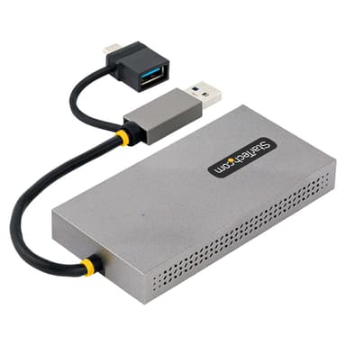 StarTech.com USB to Dual HDMI Adapter, USB A/C to 2x HDMI Displays (1x 4K30Hz, 1x 1080p), Integrated USB-A to C Dongle, 4in/11cm Cable, USB 3.0 to HDMI Display Adapter, Windows & macOS view 2