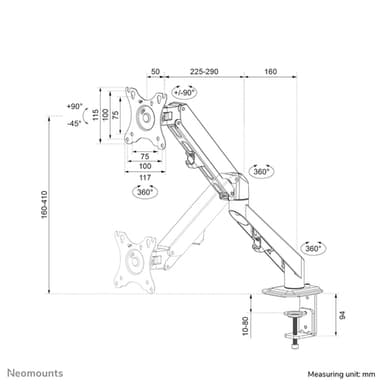 Neomounts DS70-700BL1 Monitor arm 17-27" - gas spring view 18