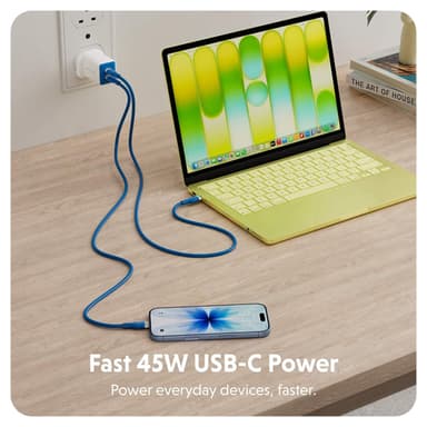 Targus HyperJuice Flex 45W GaN Laptop, Smartphone, Headset, Portable gaming console White, Blue AC Indoor view 2