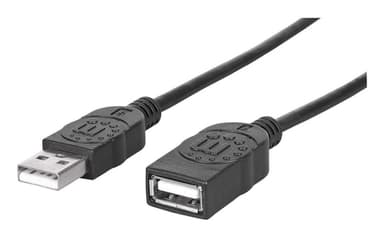 Manhattan USB-A to USB-A Extension Cable, 1.8m, Male to Female, 480 Mbps (USB 2.0), Hi-Speed USB, Black, Lifetime Warranty, Equivalent to USBEXTAA6BK view 1