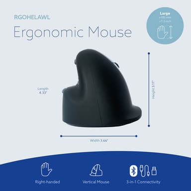 R-Go Tools Ergonomic mouse R-Go HE Break with break software, large (hand size ≥ 185 mm), right-handed, Bluetooth, black view 11