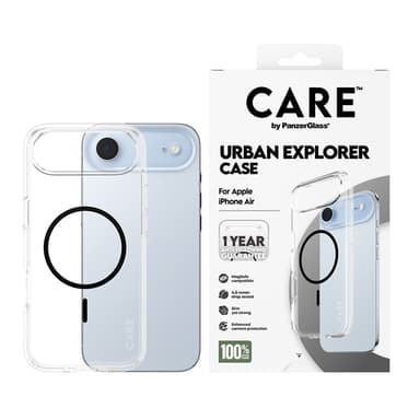 PanzerGlass CARE™ by ® Urban Explorer Case Transparent w. Black MagSafe iPhone Air view 2