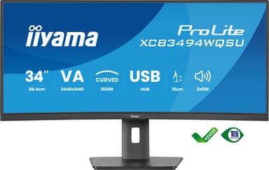 iiyama ProLite XCB3494WQSU-B1 computer monitor 86.4 cm (34") 3440 x 1440 pixels UltraWide Quad HD LED Black view 2