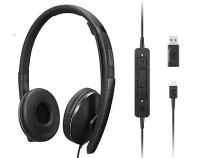 Lenovo 4XD1M39029 headphones/headset Wired Head-band USB Type-C Black view 1