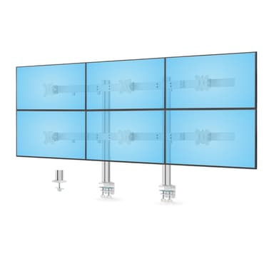 StarTech.com Six-Monitor Desk Mount with Crossbar, Up To 32-inch Computer Screens, Max 17.6lb (8kg) each, Dual Column, C-clamp/Grommet, Height Adjustable view 1