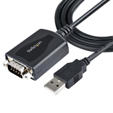 StarTech.com 3ft (1m) USB to Serial Cable with COM Port Retention, DB9 Male RS232 to USB Converter, USB to Serial Adapter for PLC/Printer/Scanner, Prolific Chipset, Windows/Mac - TAA view 1
