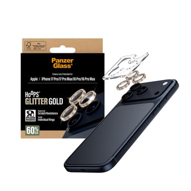 PanzerGlass ® Hoops® Camera Lens Protector Glitter Gold iPhone 17 Pro | iPhone 17 Pro Max | iPhone 16 Pro | 16 Pro Max Clear screen protector Apple 1 pc(s) view 5