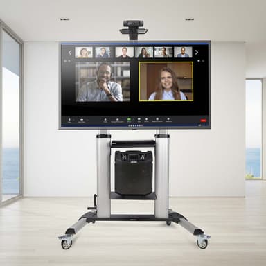 StarTech.com Rolling TV Cart/Stand On Wheels For 60-100inch Flat Screens Up To 220lb (100kg), Height Adjustment via Hand Crank, Mobile/Portable Trolley Mount view 13