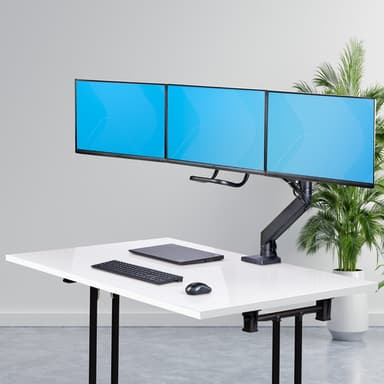 StarTech.com Desk Mount Triple Monitor Arm with Crossbar For Up To Three 27in Screens, VESA 75x75/100x100, Tool-Less Arm Adjustments, C-Clamp/Grommet, Spring-Assisted Arm view 10