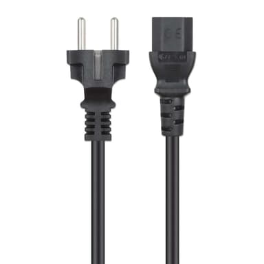 Manhattan Mains Power Cord/Cable, Euro 2-pin plug (CEE 7/4 Schuko) to C13 Female (kettle lead), 1m, 10A, Black, Lifetime Warranty view 4