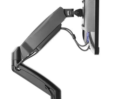 Manhattan Dual Desk Mount for TV & Monitors (Full Motion Spring), For screens 10" to 27", C-Clamp or Grommet Assembly,VESA compatibility: 75x75 and 100x100mm -check the dimensions of the four mounting holes on back of screen to ensure it fits,Max 9kg (each),Bracket view 10