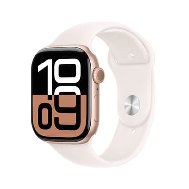 Apple Watch Series 10 GPS + Cellular 46mm Rose Gold Aluminium Case with Light Blush Sport Band - S/M view 1