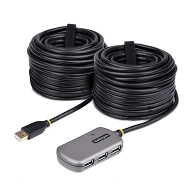 StarTech.com USB Extender Hub, 24m USB 2.0 Extension Cable with 4-Port USB-A Hub, Active/Bus Powered USB Repeater Cable, Optional 10W Power Supply Included, ESD Protection view 1