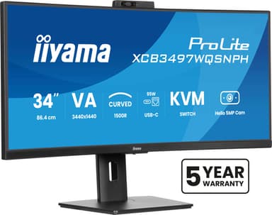 iiyama ProLite XCB3497WQSNPH-B1 computer monitor 86.4 cm (34") 3440 x 1440 pixels UltraWide Quad HD LED Black view 1