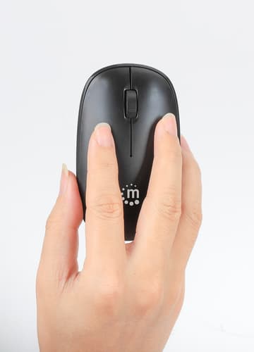 Manhattan MW3050 Wireless Optical Mouse, Black, 1200dpi, 2.4Ghz (up to 10m), USB, Ambidextrous, Three Button with Scroll Wheel, USB-A nano receiver, AA battery (included), Low friction base, USB version (most popular type, which is USB-A), Three Year Warranty view 6