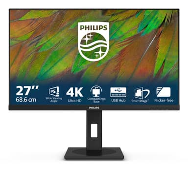 Philips 3000 series 27B1N3800/00 computer monitor 68.6 cm (27") 3840 x 2160 pixels 4K Ultra HD LCD Black view 1