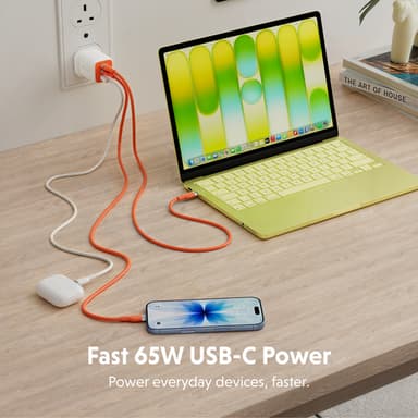 Targus HyperJuice Flex 65W GaN Laptop, Smartphone, Headset, Portable gaming console White, Orange AC Indoor view 2