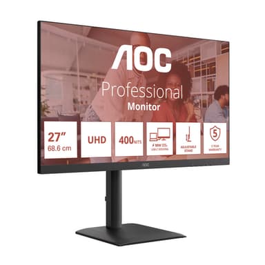 AOC E4 U27E4CV computer monitor 68.6 cm (27") 3840 x 2160 pixels 4K Ultra HD LED Black view 3