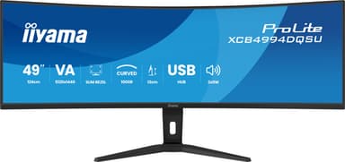 iiyama ProLite XCB4994DQSU-B1 computer monitor 124.5 cm (49") 5120 x 1440 pixels Dual QHD LCD Black view 1