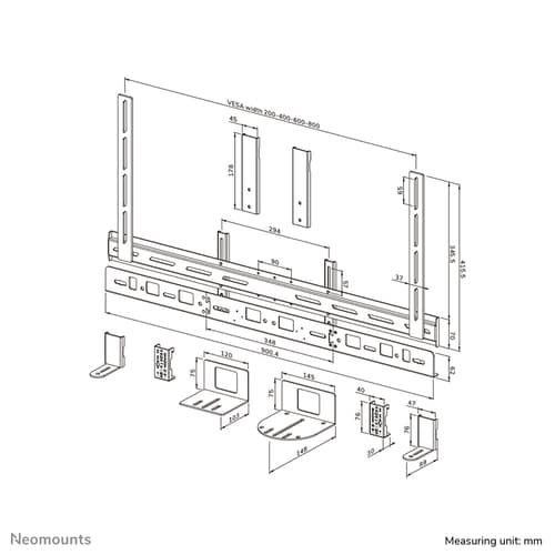 Neomounts AV30-500BL Videobar kit 43-110" - VESA - max 10 kg - universal