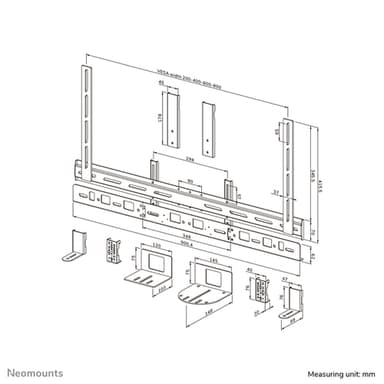 Neomounts AV30-500BL Videobar kit 43-110" - VESA - max 10 kg - universal view 20