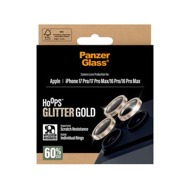 PanzerGlass ® Hoops® Camera Lens Protector Glitter Gold iPhone 17 Pro | iPhone 17 Pro Max | iPhone 16 Pro | 16 Pro Max Clear screen protector Apple 1 pc(s) view 3