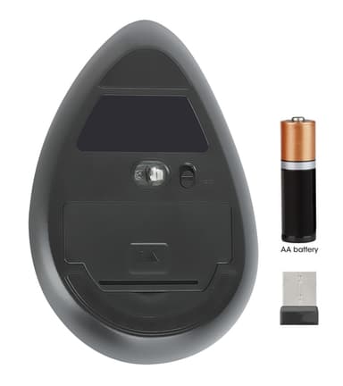 Manhattan Ergonomic Vertical Wireless Mouse (Right Handed), Black, Adjustable 800/1200/1600dpi, 2.4Ghz (effective range up to 10m), Six Button with Scroll Wheel, Nano USB-A receiver, AA battery (included), Three Year Warranty view 9