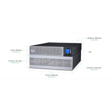 APC Easy UPS On-Line, 6kVA/6kW, Lithium-ion, Rack/Tower 5U, 230V, 1 Hard wire (1P+N+E) outlet, Intelligent Card Slot, Extended runtime, W/ rail kit view 8