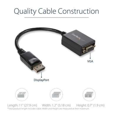 StarTech.com DisplayPort to VGA Adapter - Active DP to VGA Converter - 1080p Video - DisplayPort Certified - DP/DP++ Source to VGA Monitor Cable Adapter Dongle - Latching DP Connector view 6