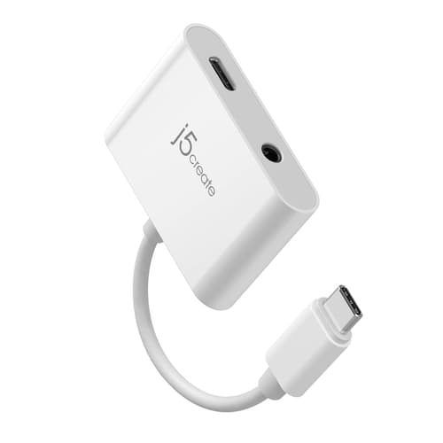 j5create JCA122 USB-C® to 3.5mm Audio Adapter with Power Delivery, Black