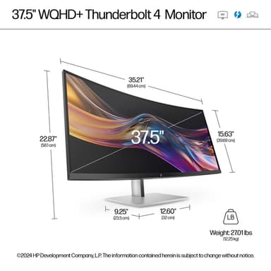 HP Series 7 Pro 37.5 inch WQHD+ Thunderbolt 4 Monitor - 738pu view 5