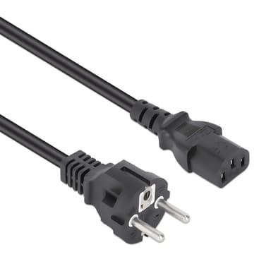 Manhattan Mains Power Cord/Cable, Euro 2-pin plug (CEE 7/4 Schuko) to C13 Female (kettle lead), 1m, 10A, Black, Lifetime Warranty view 2