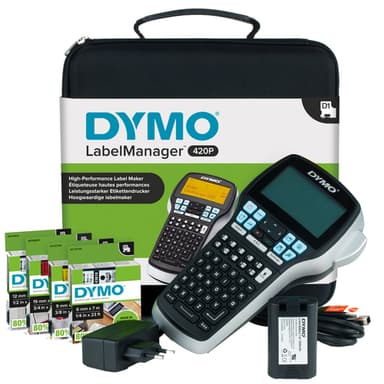 DYMO LabelManager 420P High Performance Rechargeable Portable Label Maker Kit | ABC Keyboard with 4 Rolls of D1 Labels & Carrying Case view 1