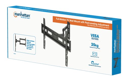 Manhattan Wall Mount for TV & Monitors (Full Motion), For screens 32" to 65", VESA compatibility: all between 100x100mm to 600x400mm - check the dimensions of the four mounting holes on back of screen to ensure it fits, Max 35kg, Black, Bracket, Lifetime Warranty