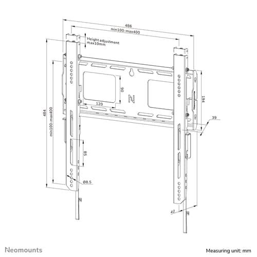 Neomounts WL30-750BL14 Heavy duty wall mount 42-75" - fixed - lockable - fast installation - TÜV
