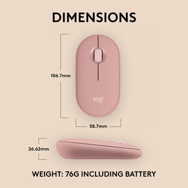 Logitech Pebble 2 M350s mouse Travel Ambidextrous RF Wireless + Bluetooth Optical 4000 DPI view 17