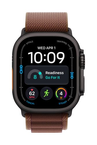 Apple Watch Ultra 4 GPS + Cellular 49mm Black Titanium Case with Burgundy Alpine Loop - L view 2