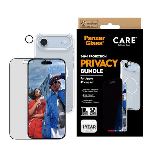 PanzerGlass ® | CARE by ® 3-in-1 Flagship Privacy Bundle iPhone Air Clear screen protector Apple 1 pc(s)