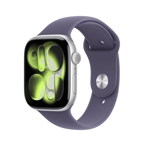Apple Watch Series 11 GPS 46mm Silver Aluminium Case with Purple Fog Sport Band - S/M