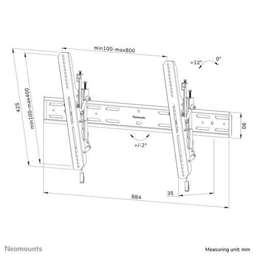 Neomounts WL35S-850BL18 TV mount wall 43-86" - tiltable - lockable - fast installation