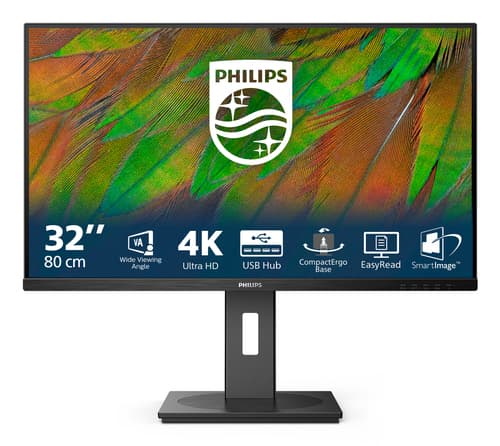 Philips 3000 series 32B1N3800/00 computer monitor 80 cm (31.5") 3840 x 2160 pixels 4K Ultra HD LCD Black