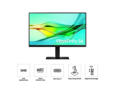 Samsung LS24D600UAU computer monitor 61 cm (24") 2560 x 1440 pixels Quad HD LCD Black view 4